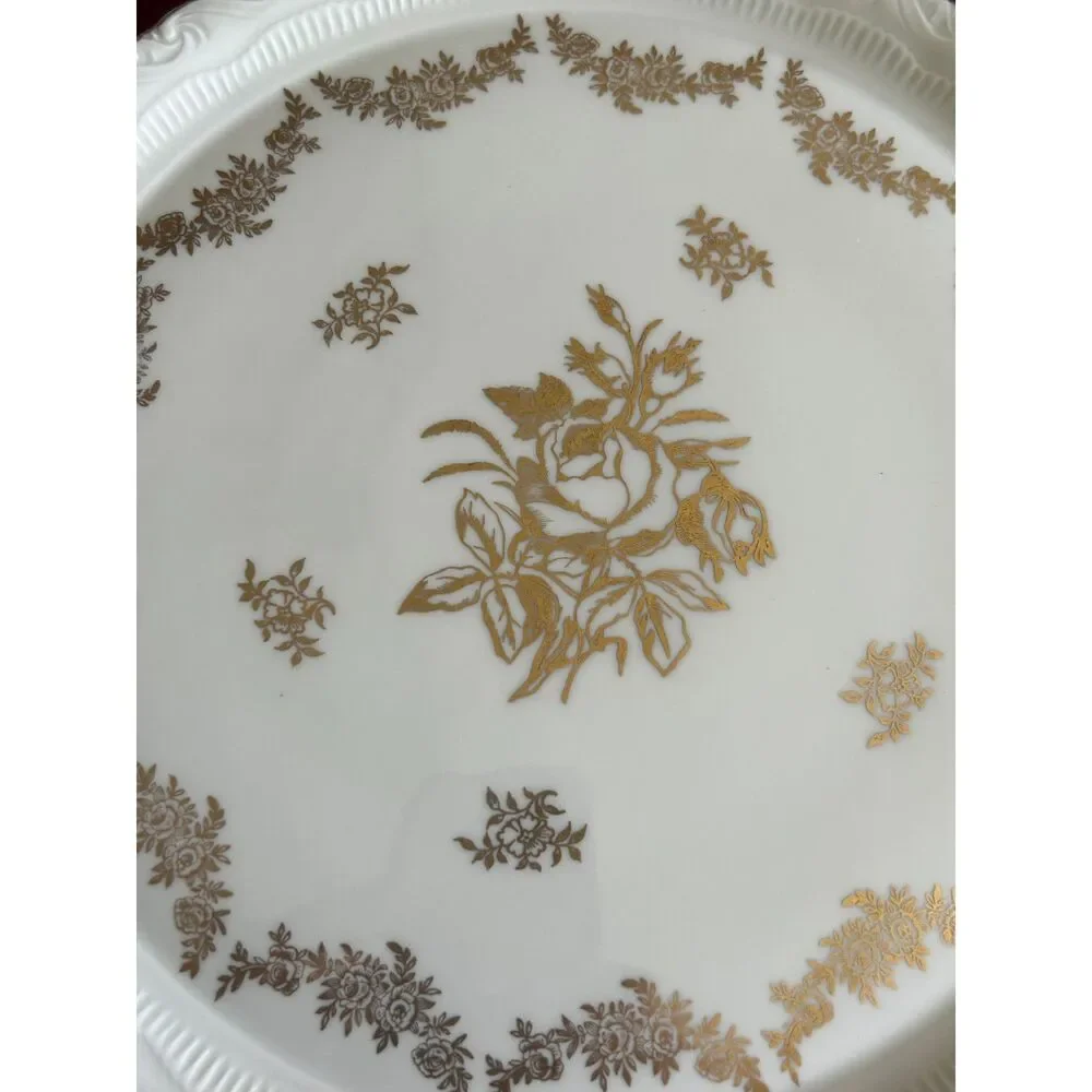 Vintage Limoges France Porcelain Gold Rose Cake Stand/Pedestal Plate - Picture 3 of 6